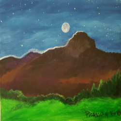 Picture of Painting Party ~ MOONRISE OVER SQUARE TOP MOUNTAIN