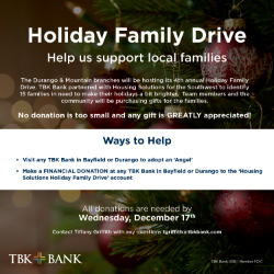 Picture of TBK Bank's 4th Annual Holiday Family Drive