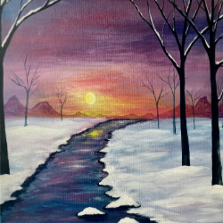 Picture of Painting Party - Winter Sunset at the River